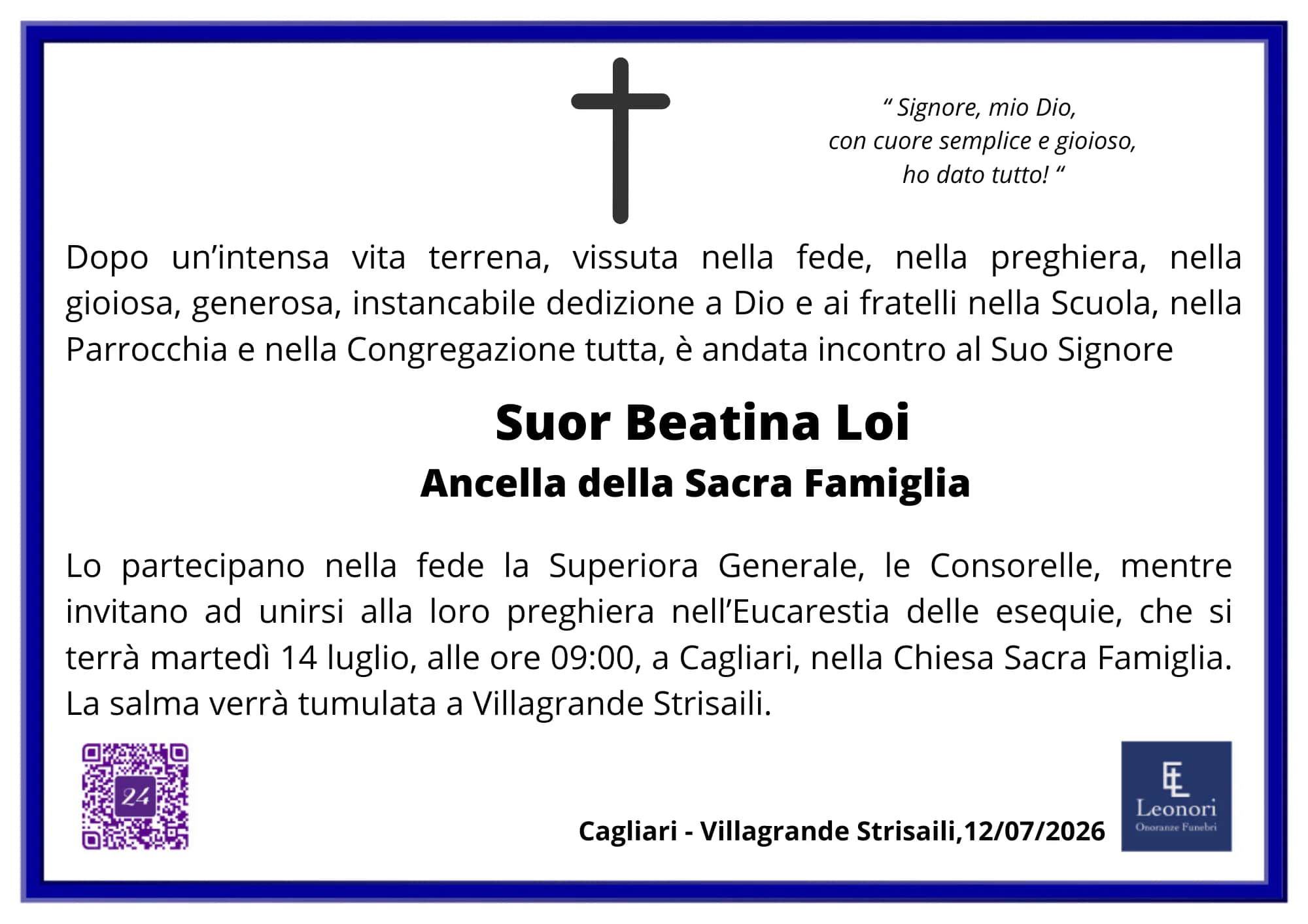 Manifesto di Suor Beatina Loi